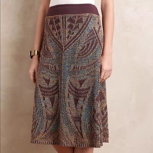 Cecilia Prado Metallic Knit Woven Lined Midi Skirt size XS